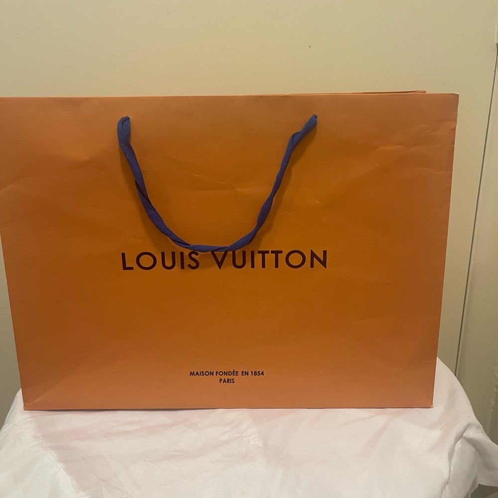Louis Vuitton Orange Gift Bag with Blue Rope Handles